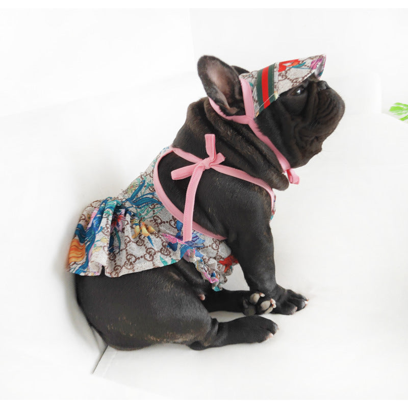 Modèle de mode jupe de chien et gilet de chien avec chapeau - Bouledogue Mania