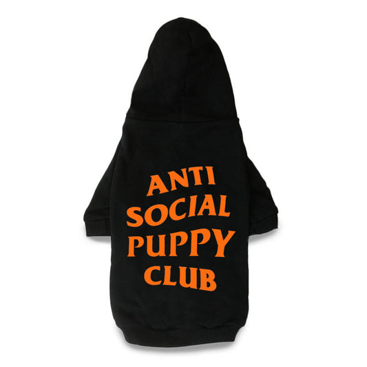 Anti Social Social Pup Noir/Orange Hoodie