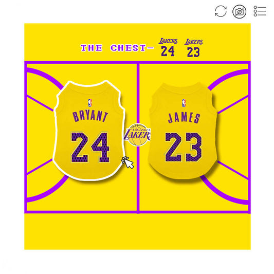 Vêtements pour chien Yellow Lakers Basketball Design - Bouledogue Mania