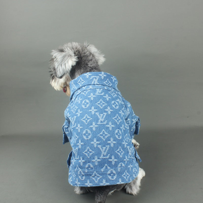 Manteau pour chien LV en denim bleu pour petits et moyens chiens et chats - Bouledogue Mania