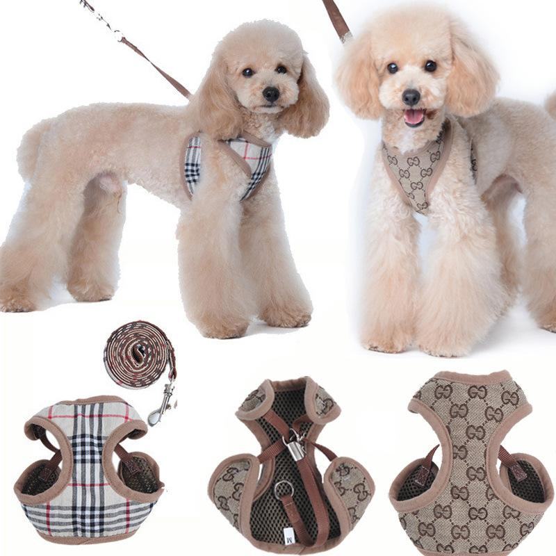 Ensemble de harnais et laisse pour chien LV Burberry GG-209# - Bouledogue Mania