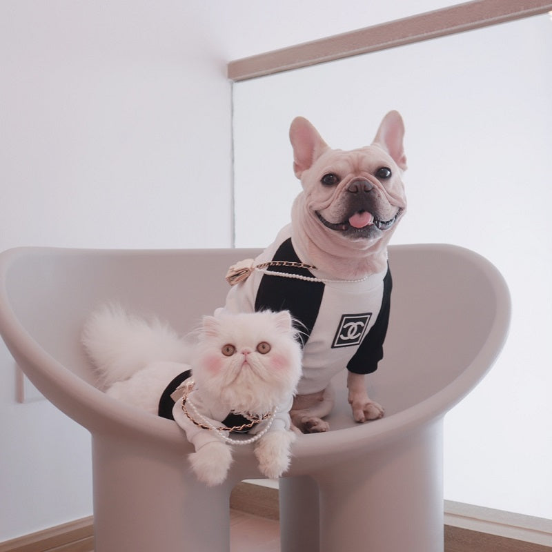 Pull pour chien classique noir et blanc pour petits et moyens chiens et chats - Bouledogue Mania