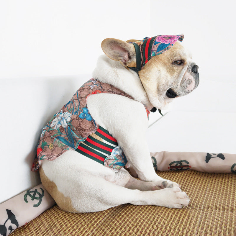 Modèle de mode jupe de chien et gilet de chien avec chapeau - Bouledogue Mania