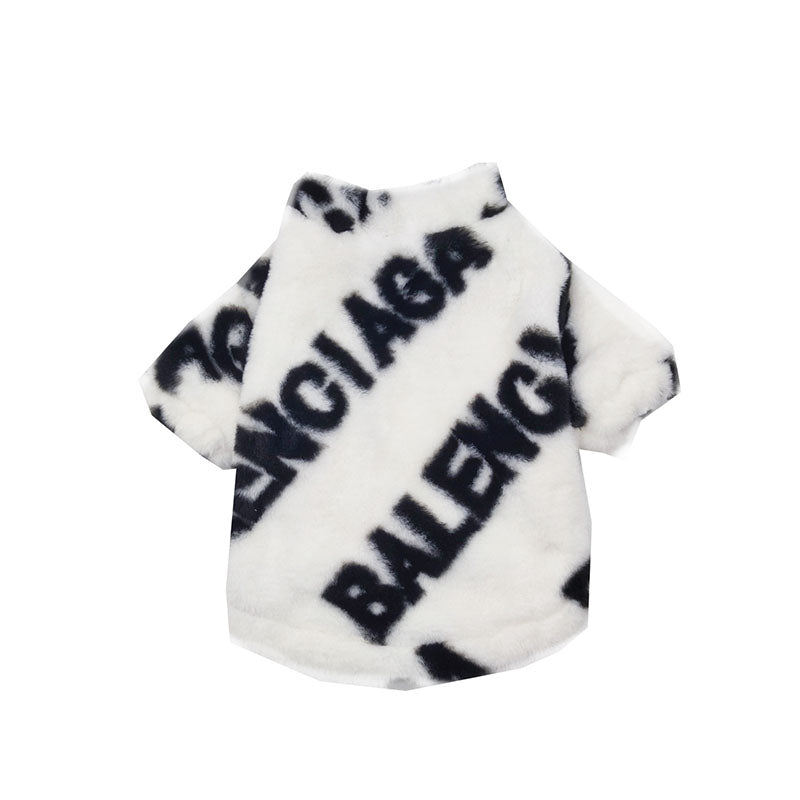 Veste pour chien en fourrure noire et blanche W349 - Bouledogue Mania