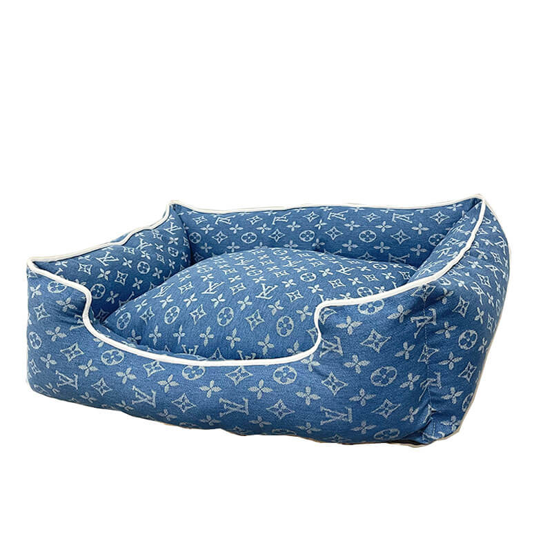 Lit pour chien bleu à la mode pour chiens moyens et grands Design - Bouledogue Mania