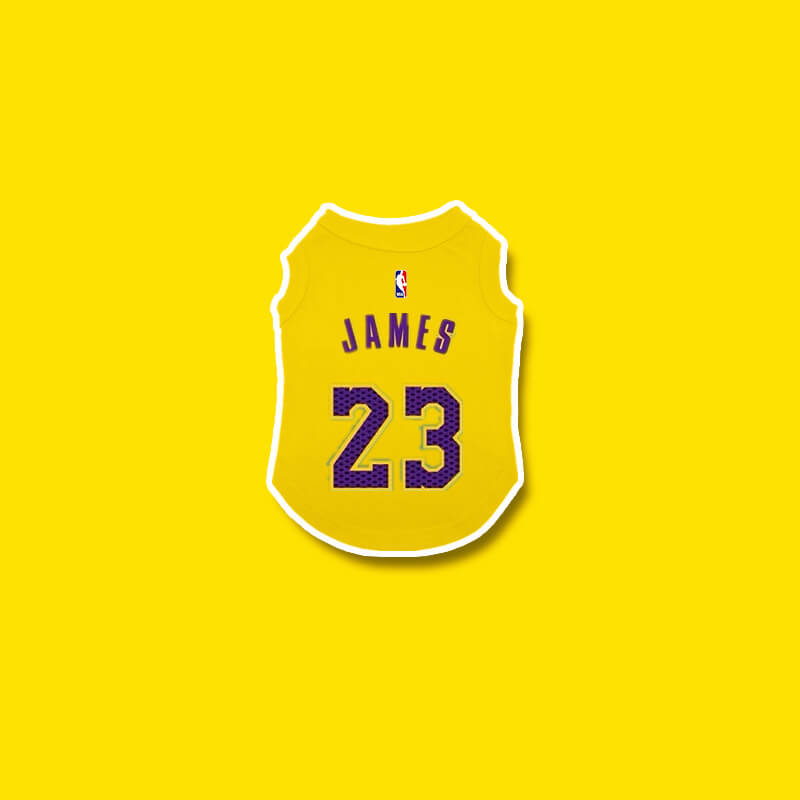 Vêtements pour chien Yellow Lakers Basketball Design - Bouledogue Mania