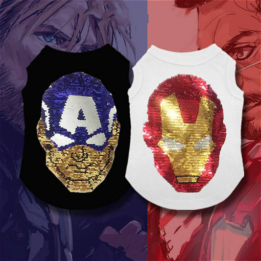 Captain America à Iron Man Gilet pour chien Cool hero design - Bouledogue Mania