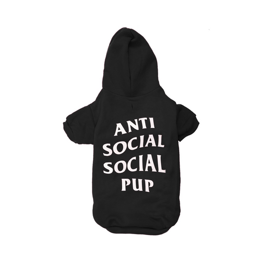 Sweat à capuche noir Anti Social Social Pup