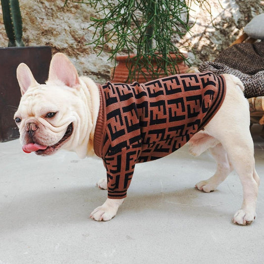 Veste pull marron FF | nouveau hot | -W051# - Bouledogue Mania