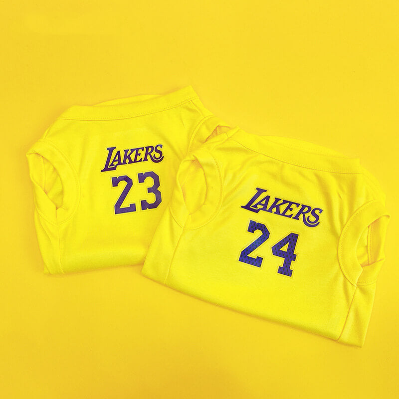 Vêtements pour chien Yellow Lakers Basketball Design - Bouledogue Mania