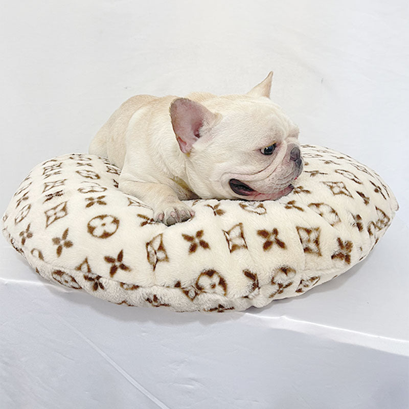 Lit rond calmant Donut pour petits chiens moyens lavable en machine - Bouledogue Mania