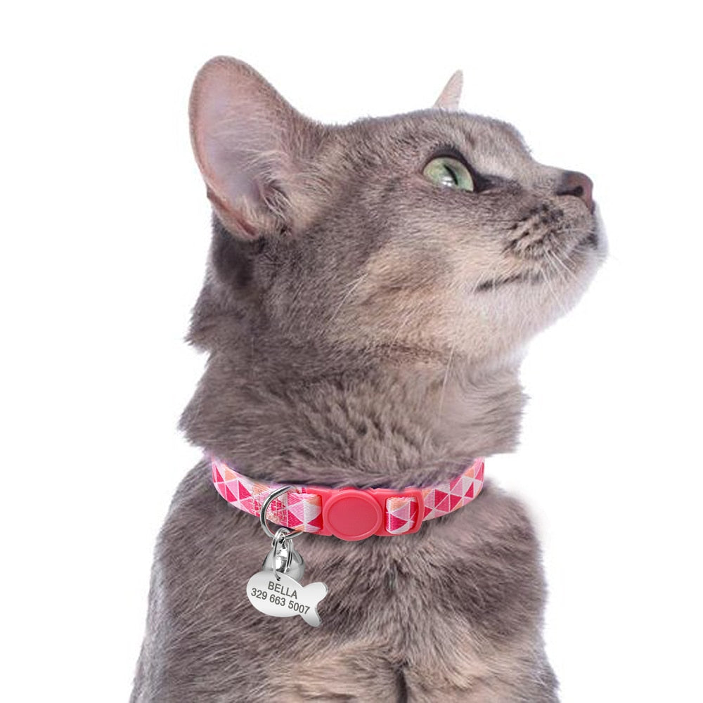 Collier et cloche pour chat avec plaque d'identification personnalisée